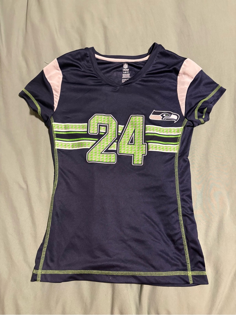 Seattle Seahawks Girls' #24 Lynch Navy Performance Tee